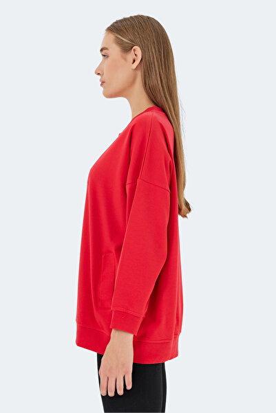 Slazenger Vikenti Sw Oversize Women's Oversize Red Sweatshirt with Pockets