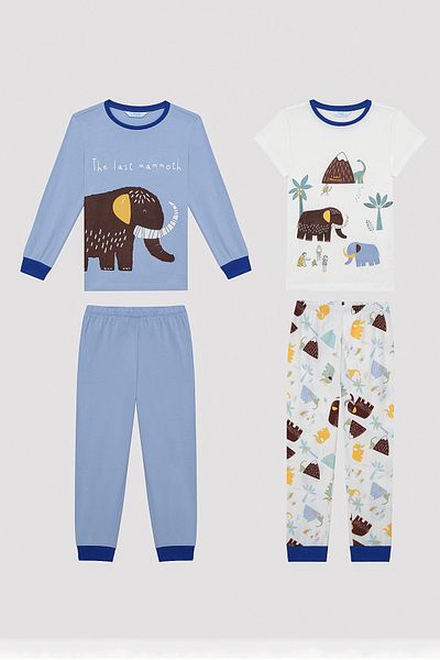 Penti Boy's Mammoth Patterned Multicolored 2-Piece Pajama Set