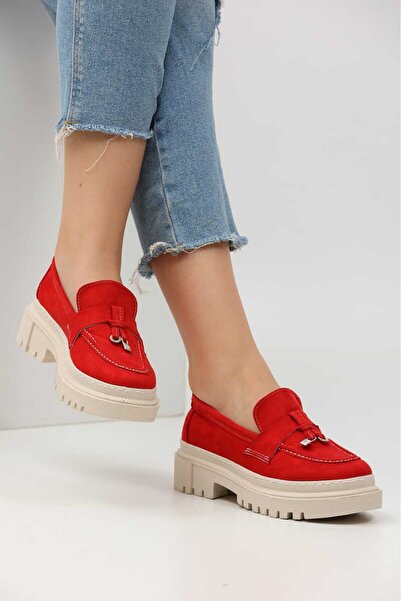 Loafers Pantofi casual Loafer pentru femei, din piele intoarsa, cu catarama r...