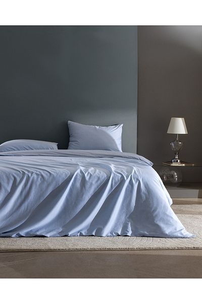 Madame Coco Clodia Double 100% Cotton Printed Satin Duvet Cover Set - Blue