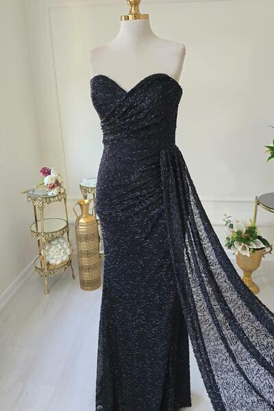 Yonca Moda Evi Siyah Boncuk İşlemeli Abiye 1895