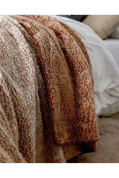 Madame Coco Nord Double Jacquard Blanket - Brick Colored Cotton Blanket