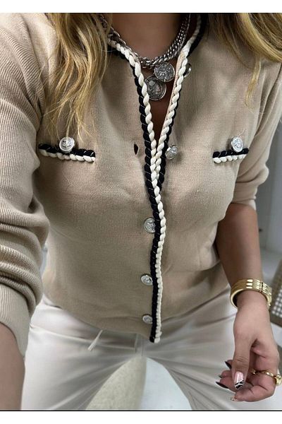 Pulli Collection Black Twisted String Ribbed Cardigan - Pll-89