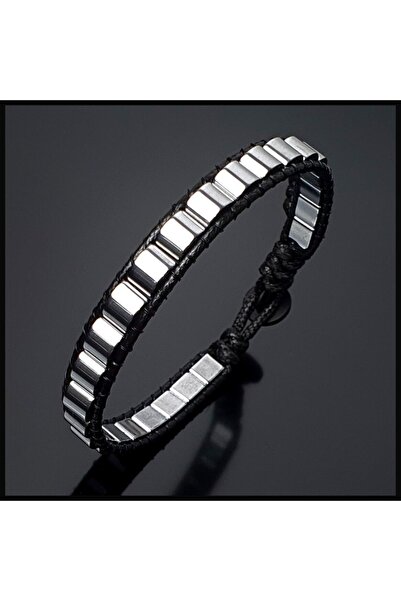 Seven Art Jewelry سوار من الحجر الطبيعي، لون فضي، سوار من الهيماتيت، سوار نسا...