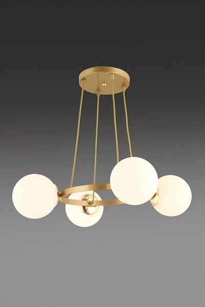 SONSUZ AYDINLATMA&AVİZE Endless Antique 4-Piece Ring White Globe Glass Modern Chandelier