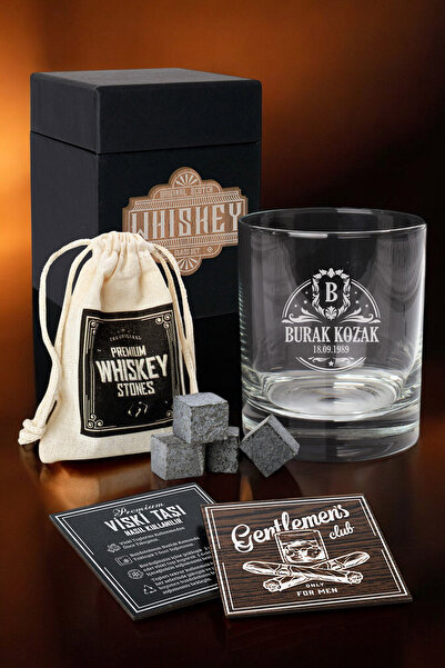 hediyemen Kişiye Özel Orijinal İsim Baş Harfli Tasarımlı Viski Bardağı Seti