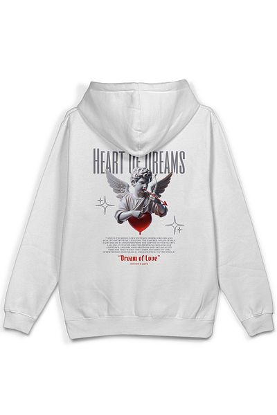Overoz Суитшърт с качулка и принт на гръб Angel Heart Of Dreams, голям размер, екрю, H1195