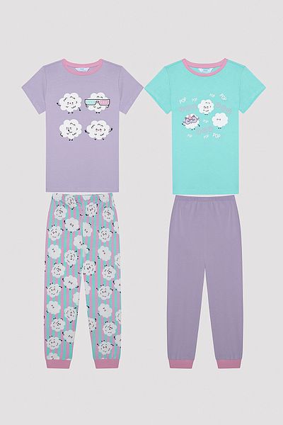 Penti Girl's Popcorn Multicolored 2-Piece Pajama Set