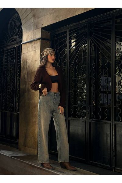 vuvutasarım New Season Piping Detailed Crop Γυναικεία Πλεκτά Ζακέτα 24W21017