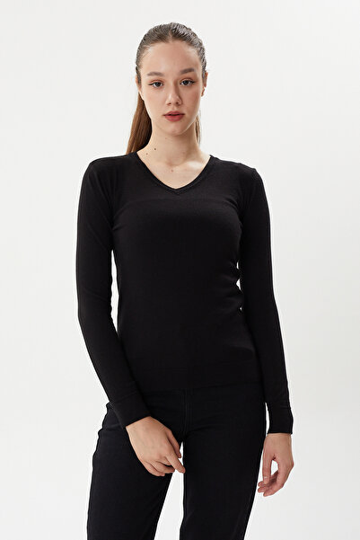 Twister Jeans BT 2276 V Yaka Likralı Kadın Pamuk Triko Kazak