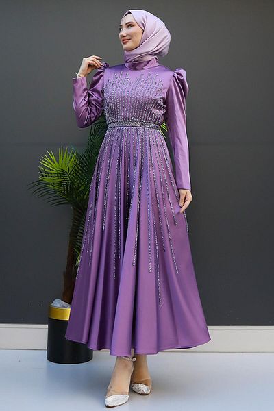 GİZ AGİYİM Rochie de seara cu hijab de soare liliac