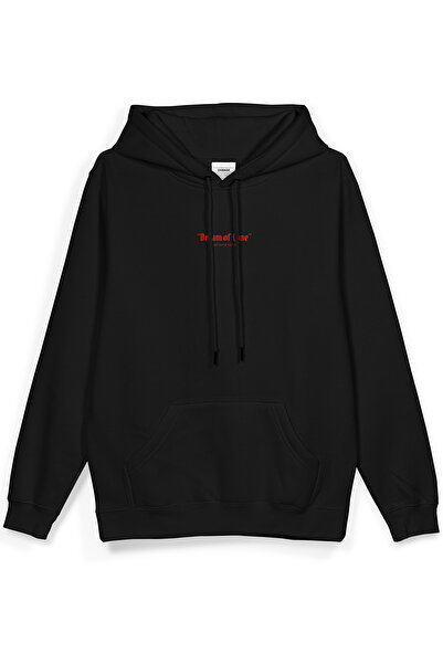 Overoz Melek Heart Of Dreams Світшот з принтом на спині та капюшоном Oversize Sweatshirt Чорний Hoodie H1195