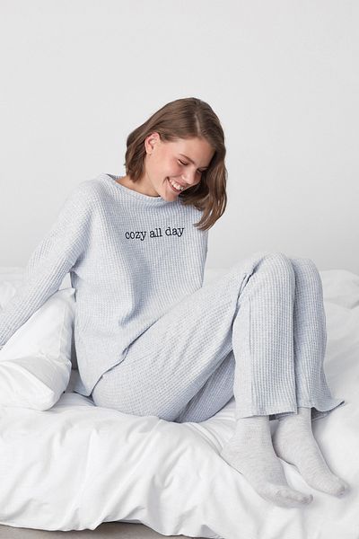 Penti Set de pantaloni gri deschis Cozy All Day Waffle