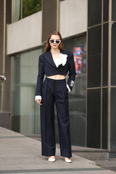 Nesil Collared Poplin Floral Jacket Trousers Set