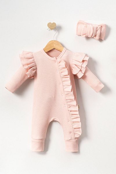 Minigimin Cicileri Pink My Little One Jumpsuit - Baby Girl (0-6 Months) Bandana