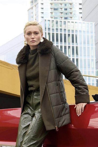 Missemramiss Φουσκωτό παλτό Khaki Colored Speciale Biker - Μοντέλο 4557