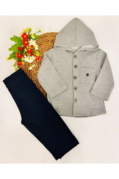 Pierre Cardin Boy's Gray Hooded Jacket Trousers Set