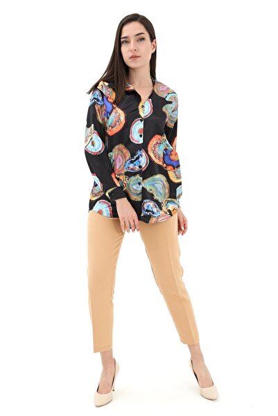 VAPUR Pantaloni cu centură Atlas Camel cu talie înaltă