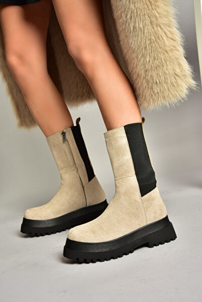 Fox Shoes Női bézs velúr csizma J267063102