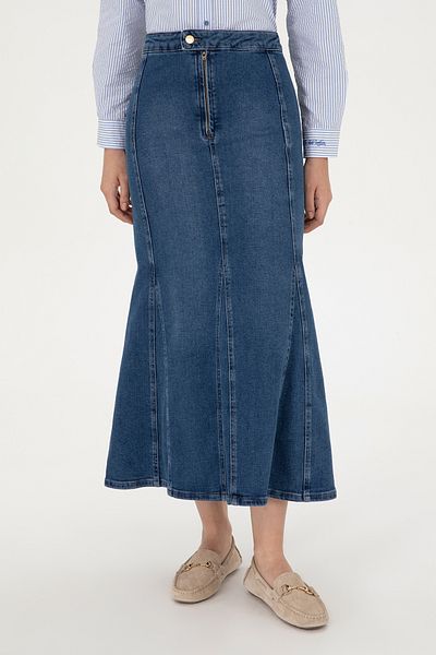 U.S. Polo Assn. Fusta de damă albastră de lungime maxi Jean 50291112-dn0022