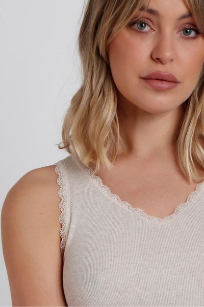 AYYILDIZ 43561 Rib Beige Athlete T-Shirt