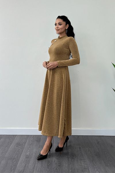 giyimmasalı Μίντι Φόρεμα με κουμπιά από ύφασμα Sparkly Crepe - ΧΡΥΣΟ