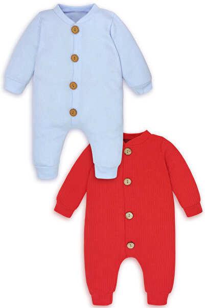 bebizu Önden Düğmeli Ribanalı 2li Bebek Tulum