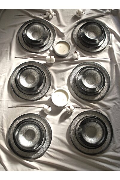 Qualitev 24 Parça 6 Kişilik Yemek Takımı Cam Yemek Seti