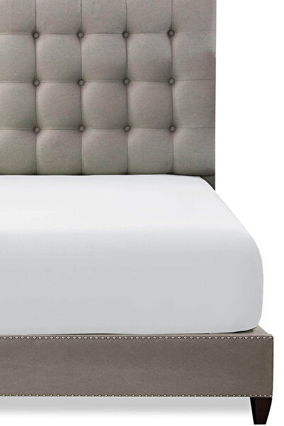 Rivaİstanbul White Cotton Double Fitted Sheet 160X200