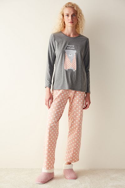 Penti Awake Long Sleeve Gray Pajama Set
