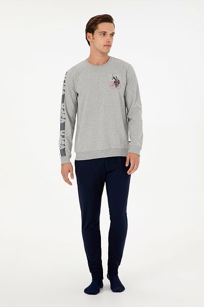U.S. Polo Assn. Men's Gray Melange Pajama Set 50301716 -Vr086
