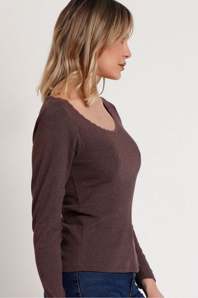 AYYILDIZ 43562 Μακρυμάνικο μπλουζάκι Ribana Brown