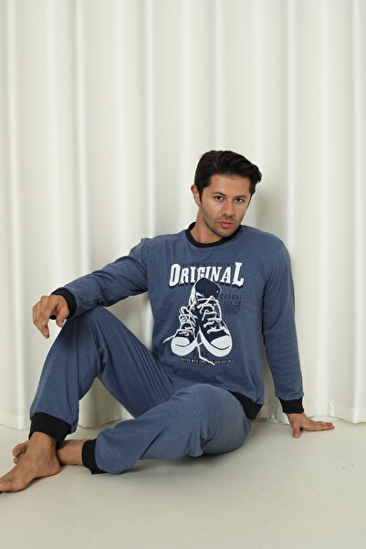 Wordex Σετ ανδρικών πιτζάμες για το σπίτι Falkom 5011 Interlock Χοντρό χειμερινό εμπριμέ