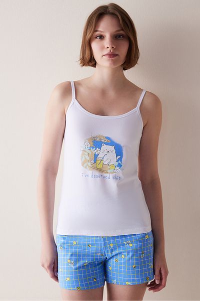 Penti Spring Gingham Multicolored Shorts Pajamas Set