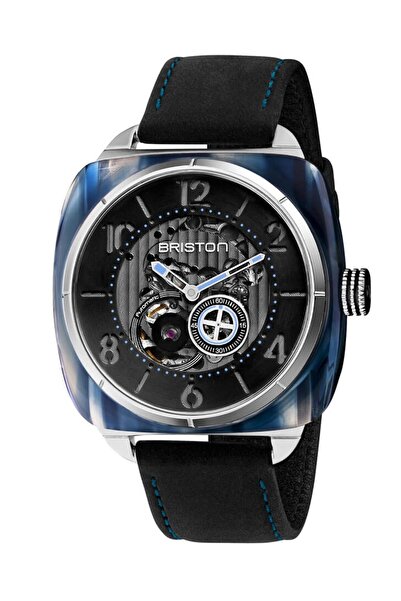 BRISTON İskelet Kadran Siyah Deri Kordon Erkek Kol Saati
