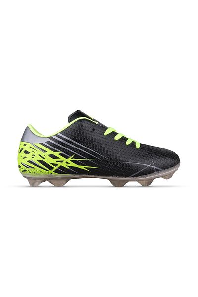 MP ONE Pantofi de fotbal pentru copii mari, cu șireturi, negru-galben