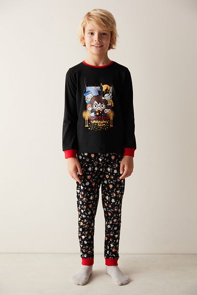 Penti Boy's Printed Black Pajama Set - Harry Potter Collection