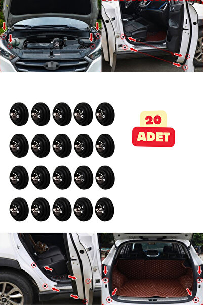 Vekorr 20 Adet Siyah Araç Kapı Bagaj Kaput Darbe Emici Pad Set Otomobil Ses E...