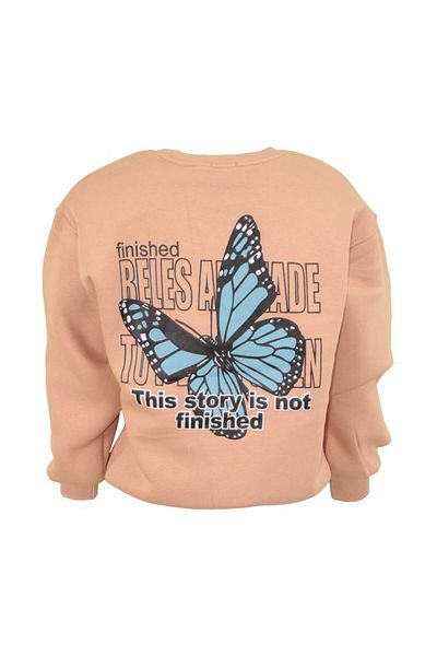 Ceylen Unisex Oversize 3 νήματα με πολύχρωμο φούτερ με στάμπα πεταλούδας