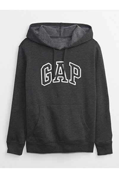 GAP Kadın Koyu Gri Logo Fleece Sweatshirt