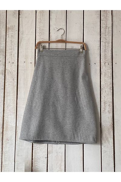 KÜÇÜĞÜM BUTİK Gray Stamped Short Skirt