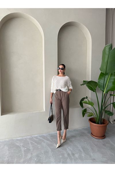 Laluvia Braune Ruby-Hose mit Knopfleiste – 3520