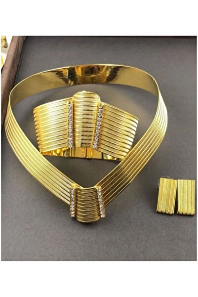 AKSESUARIM Kadın 22 Ayar Altın Kaplama Trabzon Hasır Set