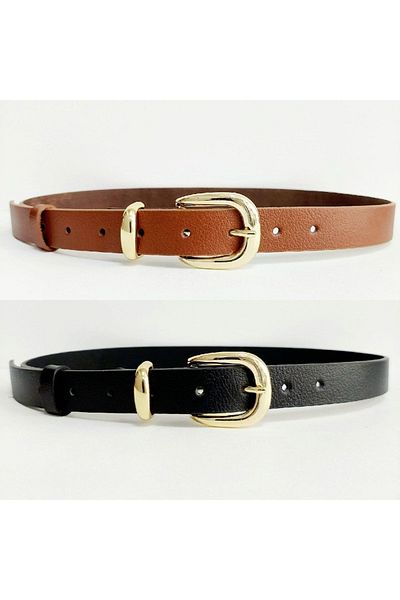 Kemerix 100% Genuine Leather Black-tan 2-Piece Women's Belt