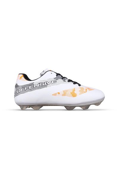 MP ONE Pantofi de fotbal cu crampoane albe cu șireturi pentru copii mari