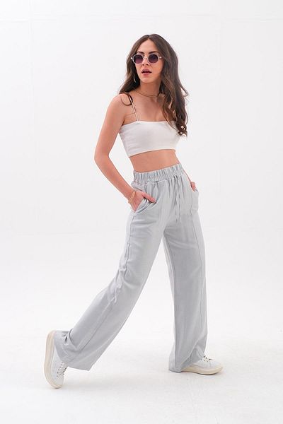 VAPUR TEKSTİL Gray Diagonal Trousers - Striped Front
