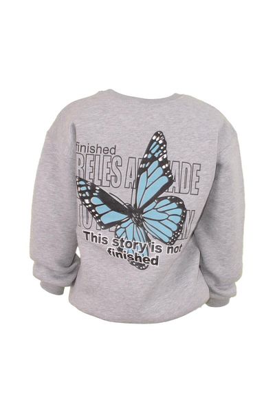 Ceylen Unisex Oversize 3 νήματα με πολύχρωμο φούτερ με στάμπα πεταλούδας