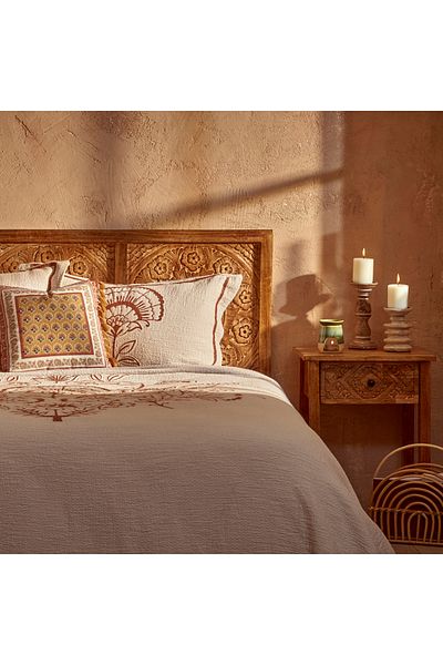 Bella Maison 100% Cotton Indian Bloss Jacquard Double Bedspread Set Cream (240X260 cm)