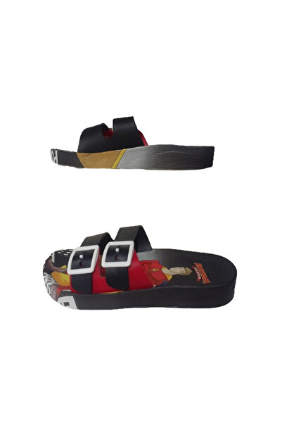 GEZER Μαύρο-κόκκινο Hero για αγόρι με διπλή πόρπη αντιολισθητική σόλα casual παντόφλες GZRR101-99