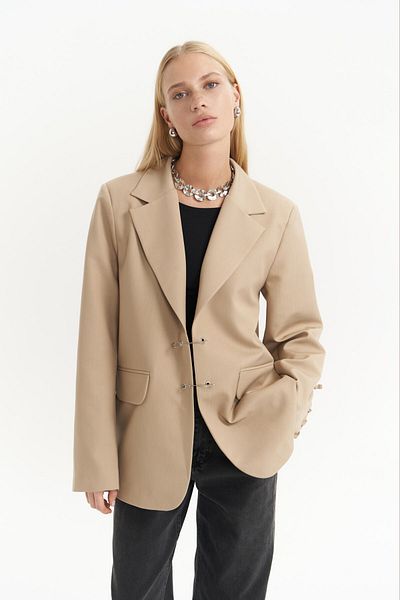 MAİ COLLECTİON Μπουφάν Lana Hook Detail Beige Blazer